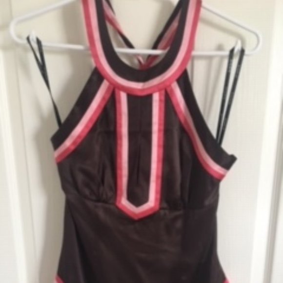 🆕  BEBE Pink + Brown halter top - Picture 2 of 5